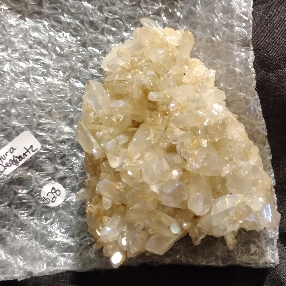 Elegant Aura Quartz Crystal Cluster Home Accent